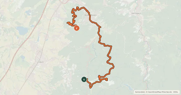 Kartenübersicht der Radroute MTB Baden-Badener Gipfel-Tour