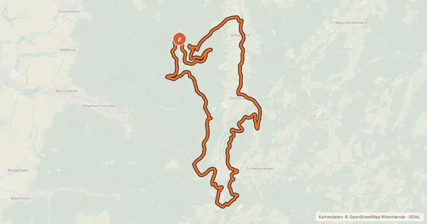 Kartenübersicht der Radroute MTB Dörlinbach-Tour