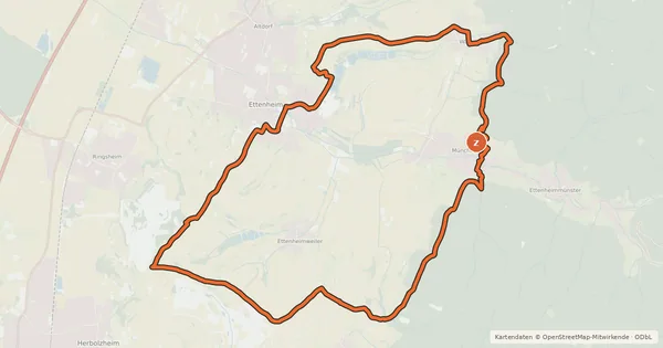 Kartenübersicht der Radroute MTB Ettenheimer Panorama-Tour
