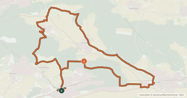Kartenübersicht der Radroute MTB Hochbergtour (Tour 1)