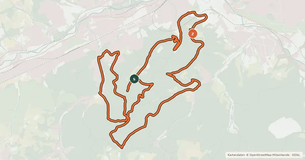 Kartenübersicht der Radroute MTB in Hagen Route 2 (rot)