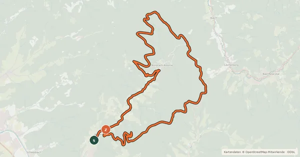 Kartenübersicht der Radroute MTB Naturdenkmal Heidenkirche