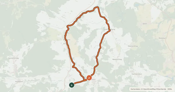 Kartenübersicht der Radroute MTB Reitgaben-Strecke