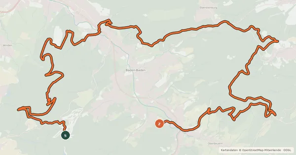 Kartenübersicht der Radroute MTB Rund um Baden-Baden
