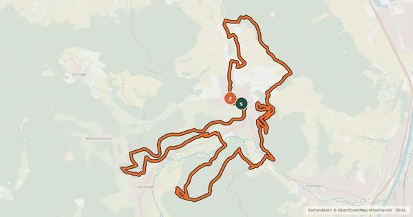Kartenübersicht der Radroute MTB-Strecke Mömlingen 1