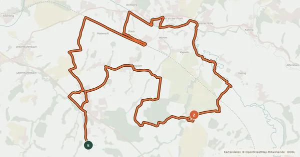 Kartenübersicht der Radroute MTB Taufkirchen Süd