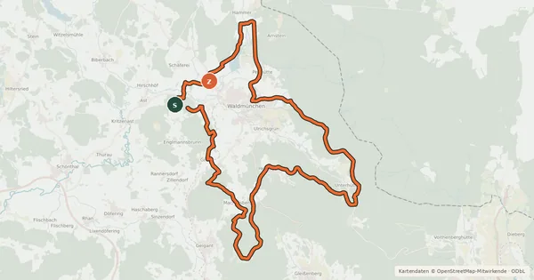 Kartenübersicht der Radroute MTB-Tour 12 Rund um Waldmünchen