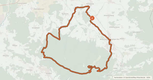 Kartenübersicht der Radroute MTB-Tour 20 Rund um den Hohenbogen