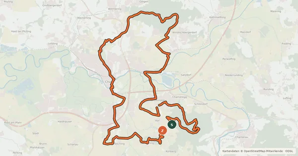 Kartenübersicht der Radroute MTB-Tour 24 sevensummitsCHAM