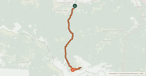 Kartenübersicht der Radroute MTB-Tour zur Klagenfurter Hütte