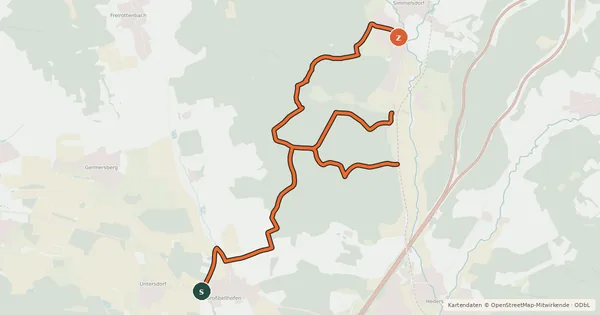 Kartenübersicht der Radroute mtb Verbindung Alter Rotenberg