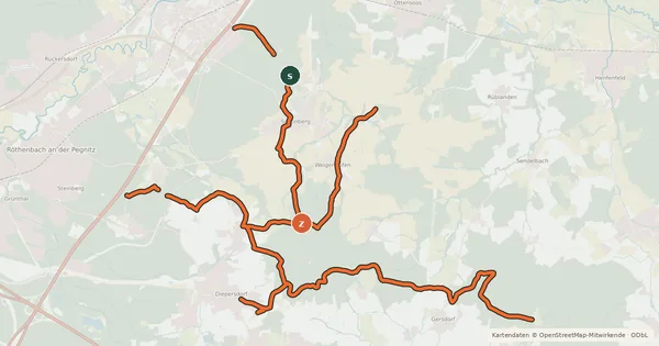 Kartenübersicht der Radroute mtb Verbindung Moritzberg