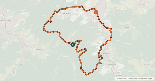Kartenübersicht der Radroute MTB Vier-Wälder-Tour