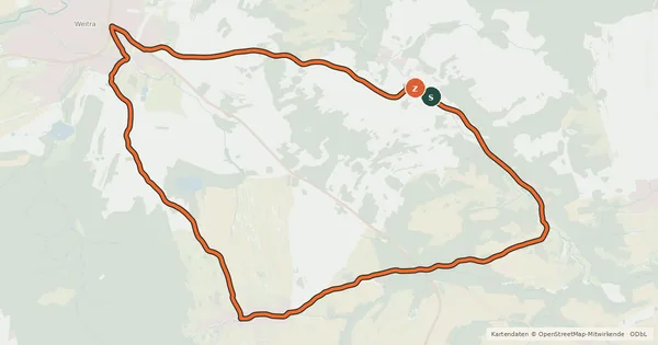 Kartenübersicht der Radroute MTB Weidenhöfen - Strecke