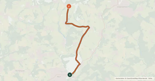 Kartenübersicht der Radroute Much (45) - Much (49)