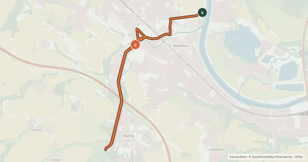 Kartenübersicht der Radroute Müglitztalradweg