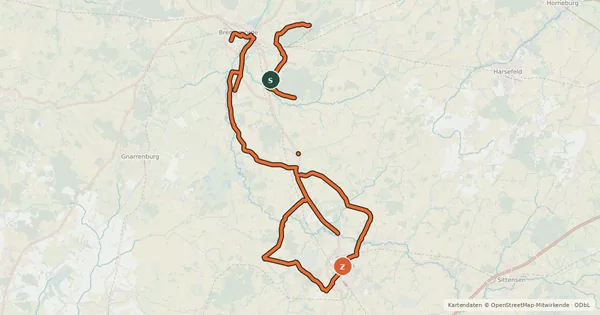 Kartenübersicht der Radroute Mühlenroute Landkreis Rotenburg/Wümme