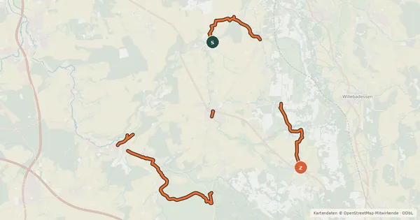Kartenübersicht der Radroute Mühlenroute (NRW Dalheim-Lichtenau-Herbram)
