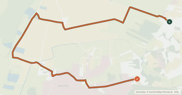 Kartenübersicht der Radroute Mühlenweg