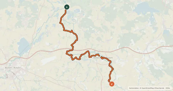 Kartenübersicht der Radroute Mühlenweg Löbauer Wasser