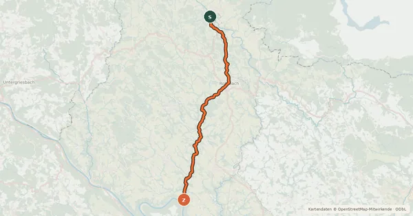 Kartenübersicht der Radroute Mühltalweg