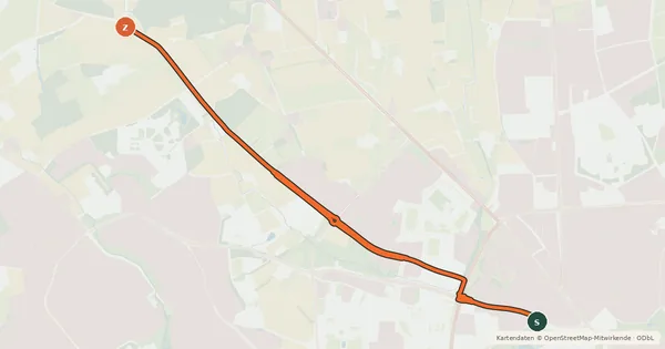 Kartenübersicht der Radroute Münster (15) - Münster (71)