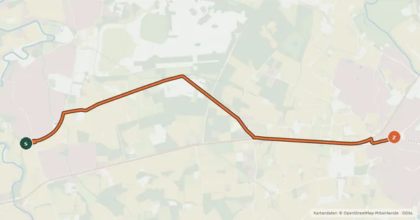 Kartenübersicht der Radroute Münster (54) - Warendorf (98)