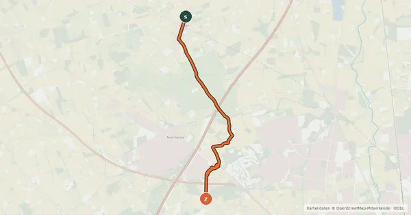 Kartenübersicht der Radroute Münster (67) - Münster (71)