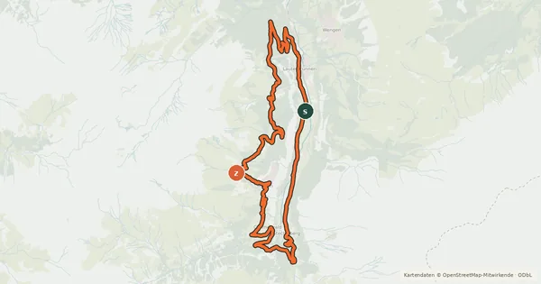Kartenübersicht der Radroute Mürren Bike