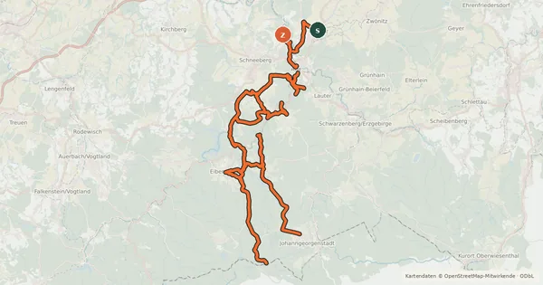 Kartenübersicht der Radroute Mulderadweg Nebenrouten