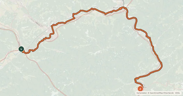 Kartenübersicht der Radroute Murradweg Abs. 3 (Sankt Michael in Obersteiermark - Frohnleiten)