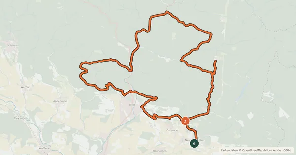 Kartenübersicht der Radroute N1 (Rabensteiner Berg- und Taltour)
