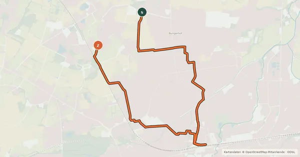Kartenübersicht der Radroute Nach Schönemoor
