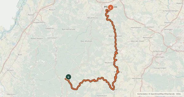 Kartenübersicht der Radroute Nagoldtalradweg