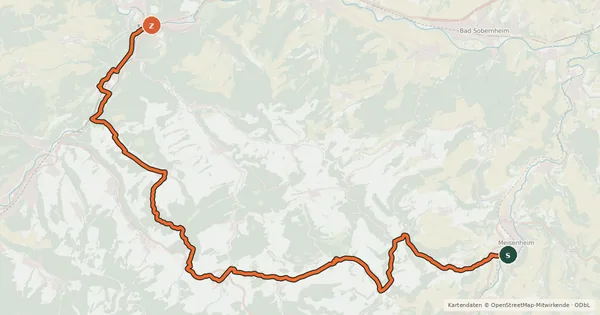 Kartenübersicht der Radroute Nahe-Glan-Höhentour