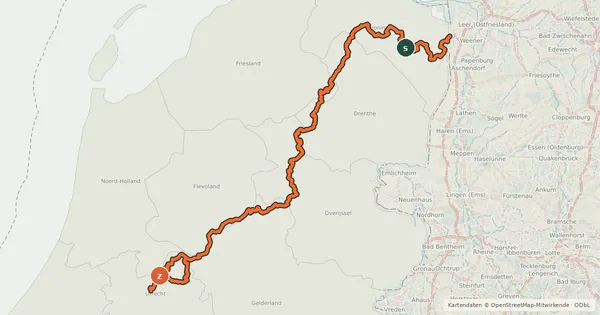 Kartenübersicht der Radroute NAP-route - 02 - Zuidbroek - Peize