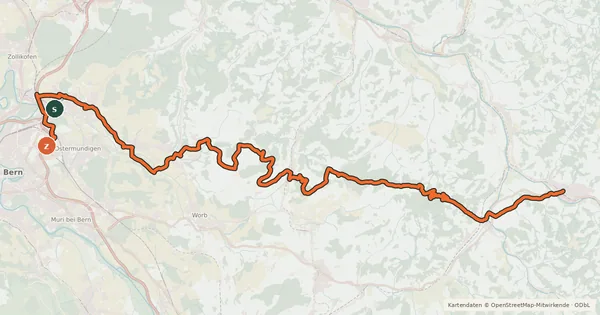 Kartenübersicht der Radroute Napf Bike