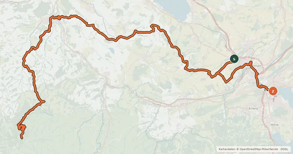 Kartenübersicht der Radroute Napf Bike
