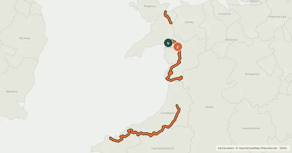 Kartenübersicht der Radroute National Cycle Network National Route 82