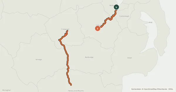 Kartenübersicht der Radroute National Cycle Network National Route 9
