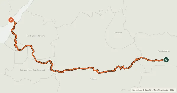Kartenübersicht der Radroute National Cycle Network Route 4