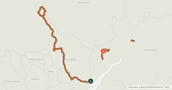 Kartenübersicht der Radroute National Cycle Network Route 42