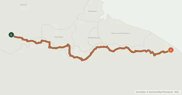 Kartenübersicht der Radroute National Cycle Route 165