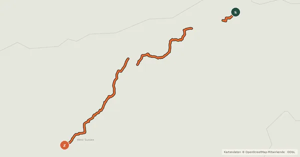 Kartenübersicht der Radroute National Cycle Route 228 Crawley to Pulborough (proposed)