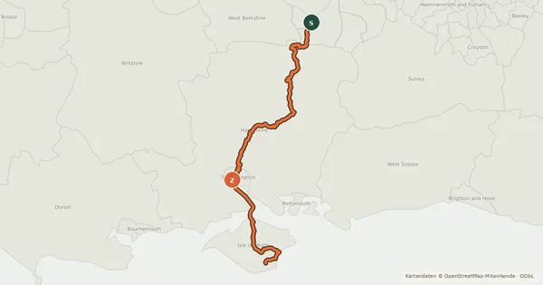 Kartenübersicht der Radroute National Cycle Route 23