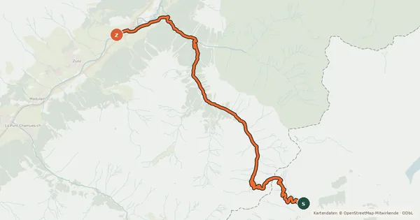 Kartenübersicht der Radroute Nationalpark Bike-Marathon - Etappe 3 (Livigno - S-chanf)