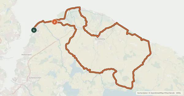 Kartenübersicht der Radroute Natur-Route