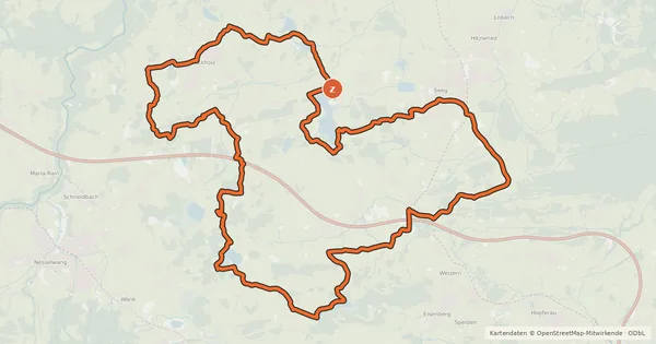 Kartenübersicht der Radroute Naturbiken Weiher- und Burgenrunde