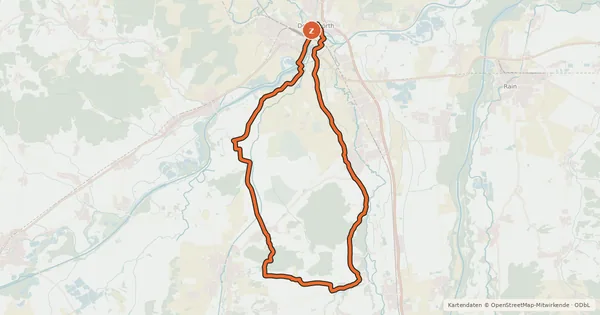 Kartenübersicht der Radroute Naturpark Augsburg Westliche Wälder