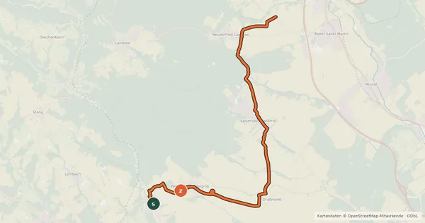 Kartenübersicht der Radroute Naturpark-Radwanderweg